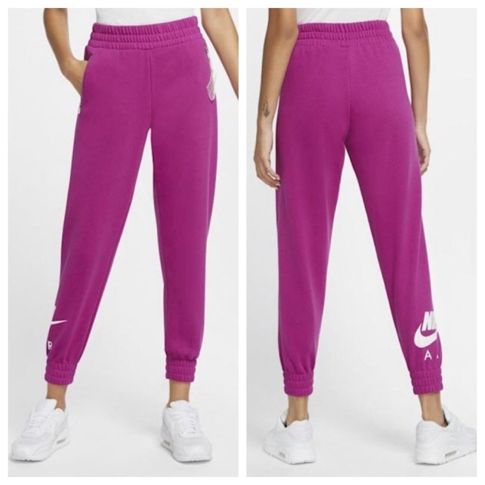 Nike Air Fleece Jogger Women's Sweatpants Capri Plus Size Pant Purple DM1773-564 - Picture 1 of 4